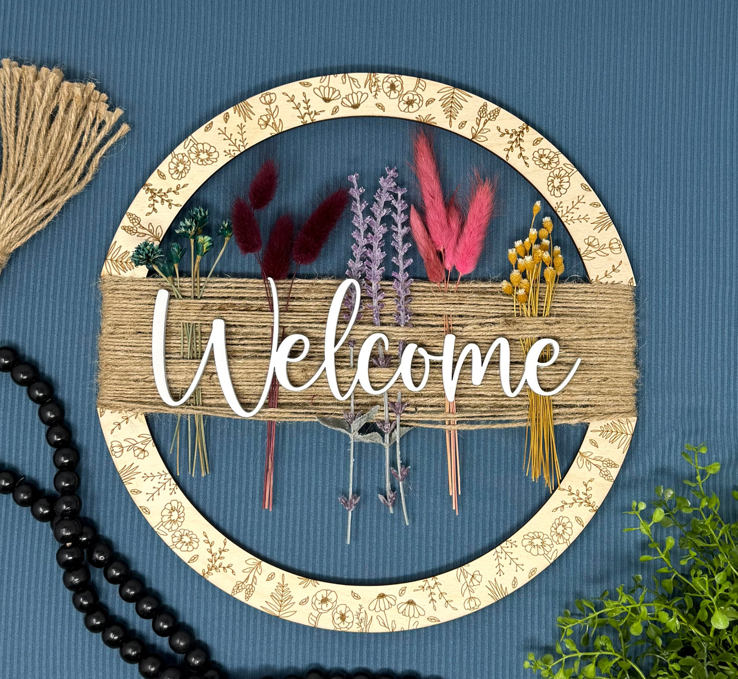 Boho Dried Floral Hoop Decor